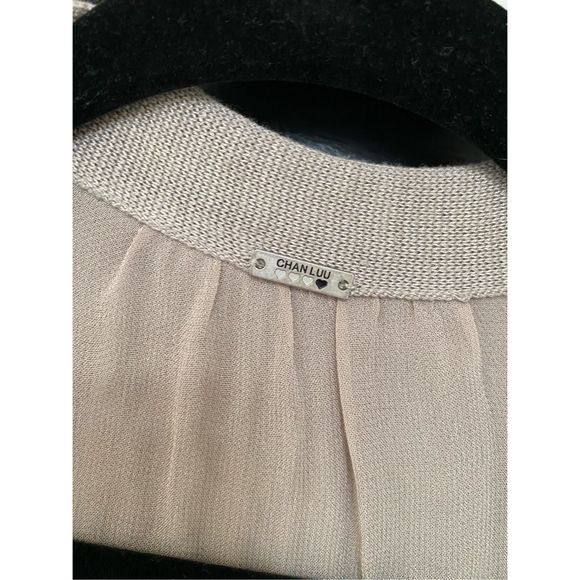 Chan Luu TAN Beaded Cardigan Sweater, Size Large, MSRP $248 - Picture 4 of 12